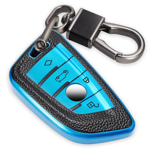 غطاء مفتاح سيارة بي ام دبليو من ستري نيوز, أزرق, BM1B3، من سي تي ار اي نيوز، مشبك من الجلد